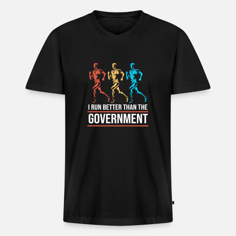 Marathon Marathonläufer - Männer Premium Bio T-Shirt mit V-Ausschnitt - Schwarz