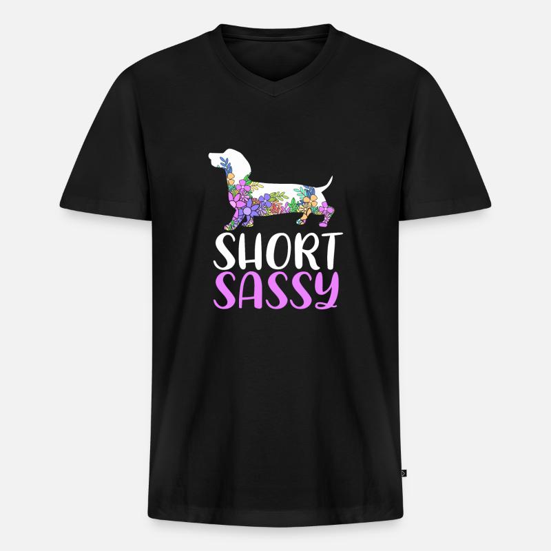 Dackel - Männer Premium Bio T-Shirt mit V-Ausschnitt - Schwarz