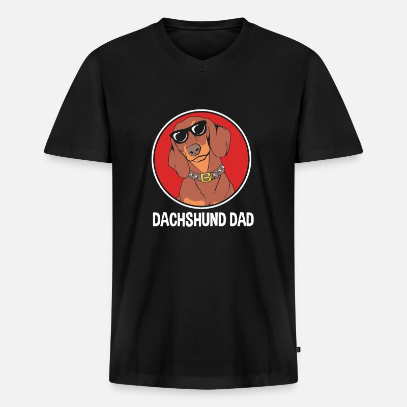 Dackel - Männer Premium Bio T-Shirt mit V-Ausschnitt - Schwarz