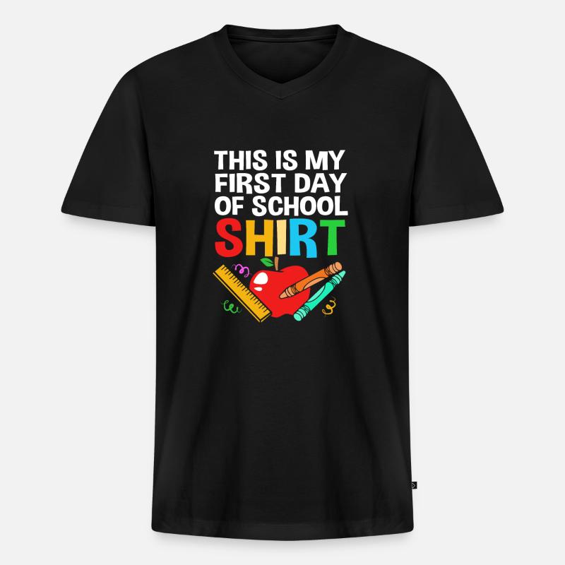 Erstklässler - Männer Premium Bio T-Shirt mit V-Ausschnitt - Schwarz