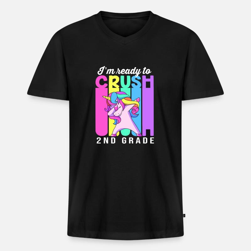 2. Klasse - Männer Premium Bio T-Shirt mit V-Ausschnitt - Schwarz