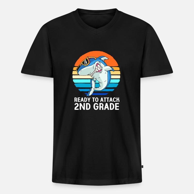 2. Klasse - Männer Premium Bio T-Shirt mit V-Ausschnitt - Schwarz