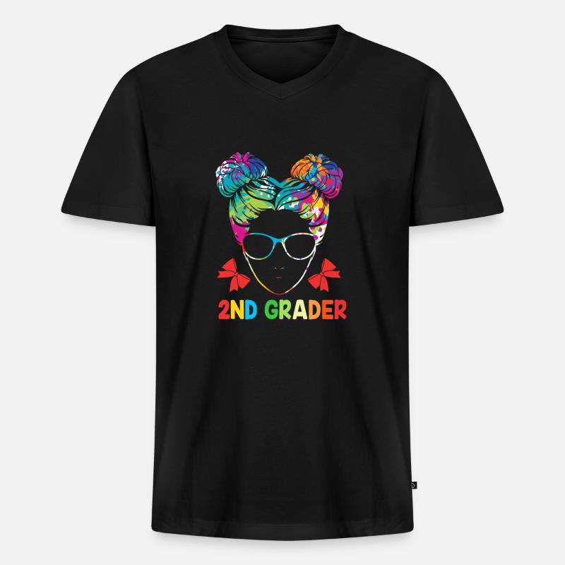 2. Klasse - Männer Premium Bio T-Shirt mit V-Ausschnitt - Schwarz