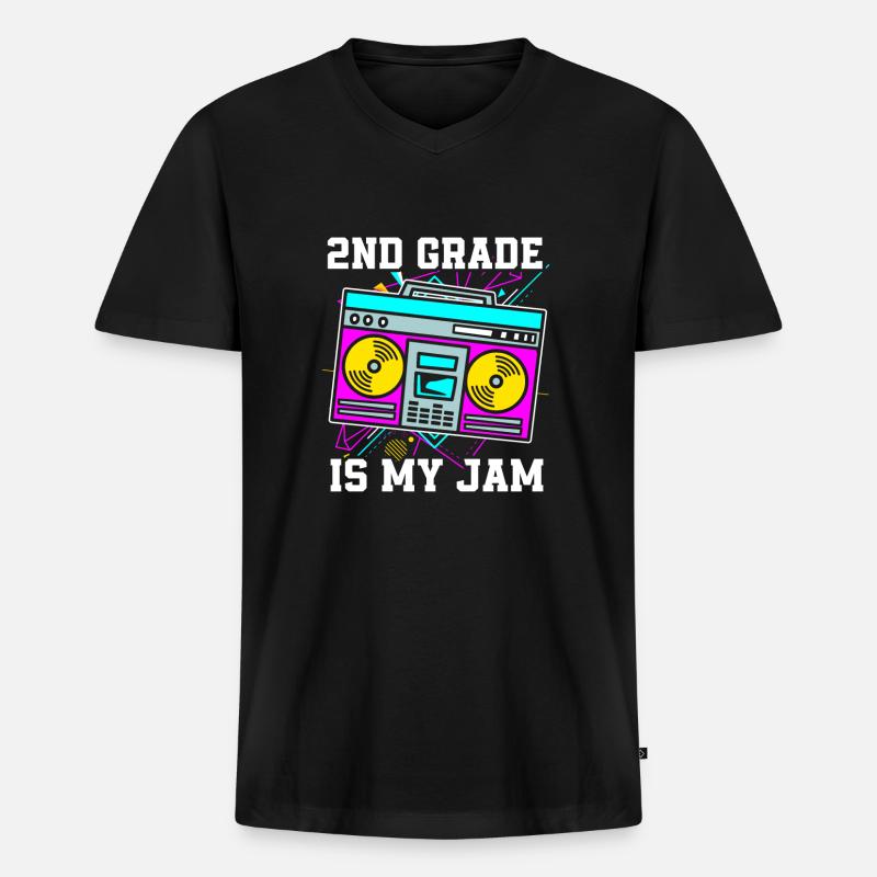 2. Klasse - Männer Premium Bio T-Shirt mit V-Ausschnitt - Schwarz