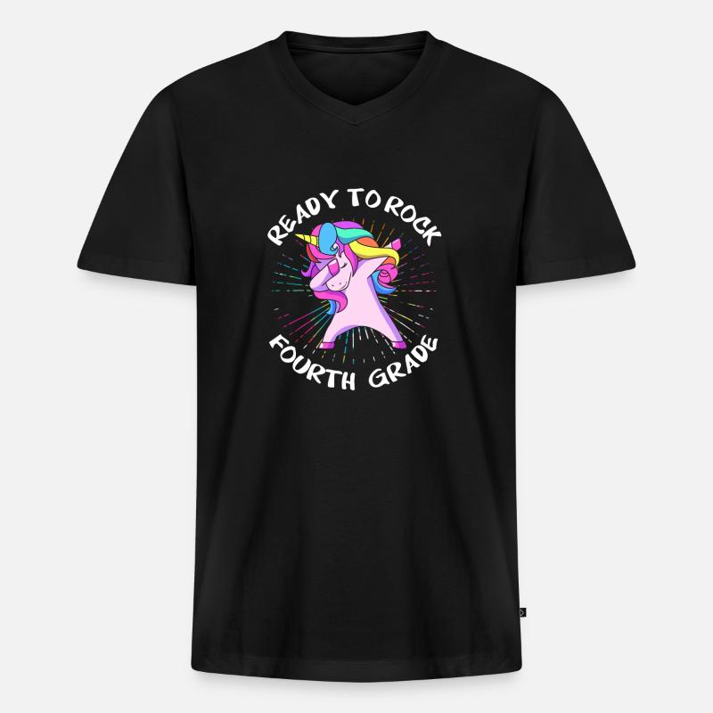 4. Klasse - Männer Premium Bio T-Shirt mit V-Ausschnitt - Schwarz