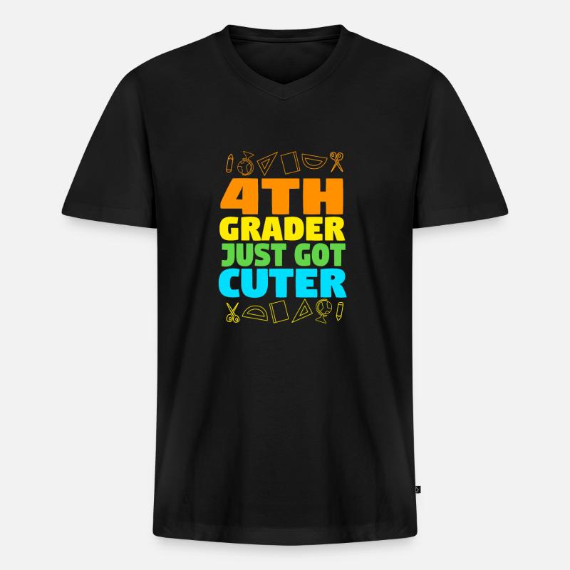 4. Klasse - Männer Premium Bio T-Shirt mit V-Ausschnitt - Schwarz