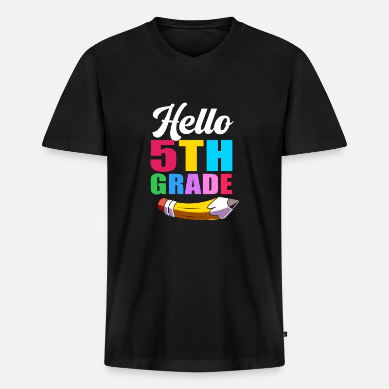 5. Klasse - Männer Premium Bio T-Shirt mit V-Ausschnitt - Schwarz