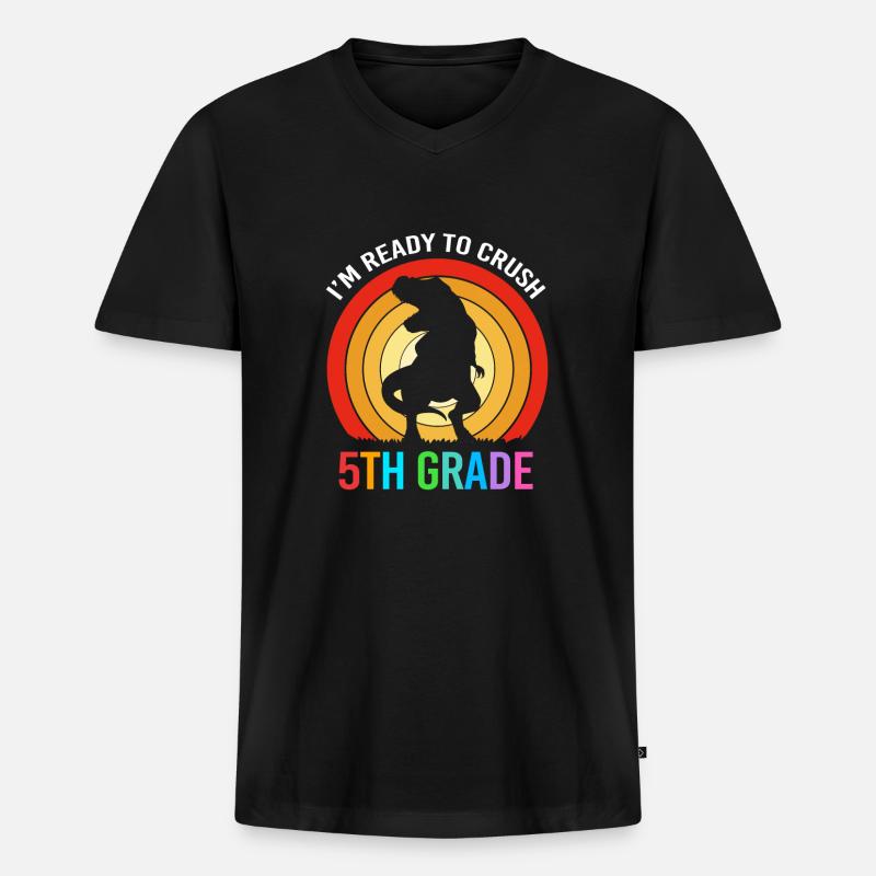 5. Klasse - Männer Premium Bio T-Shirt mit V-Ausschnitt - Schwarz