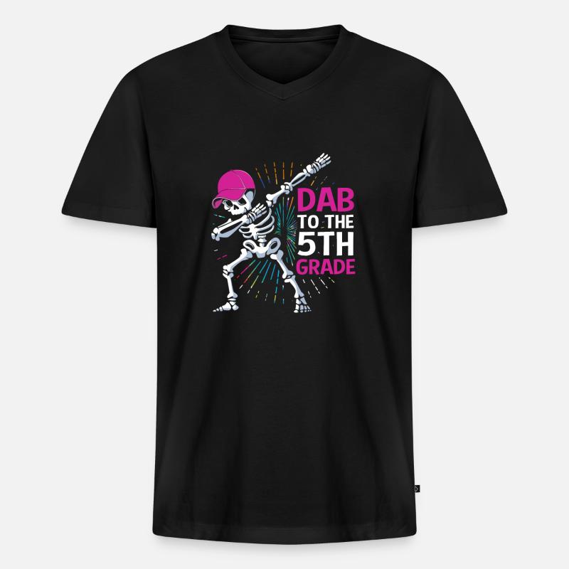 5. Klasse - Männer Premium Bio T-Shirt mit V-Ausschnitt - Schwarz