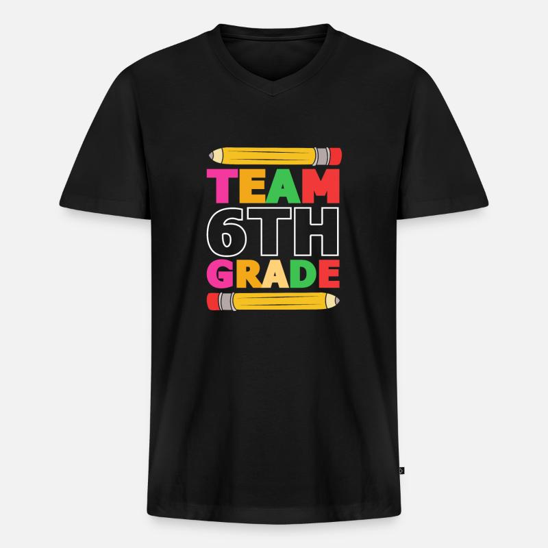 6. Klasse - Männer Premium Bio T-Shirt mit V-Ausschnitt - Schwarz