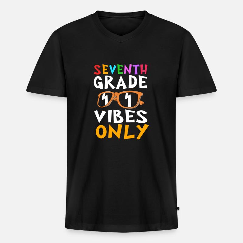 7. Klasse - Männer Premium Bio T-Shirt mit V-Ausschnitt - Schwarz