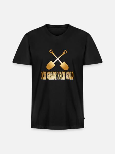 Schatzsuche - Ich grabe nach Gold - Männer Premium Bio T-Shirt mit V-Ausschnitt - Schwarz
