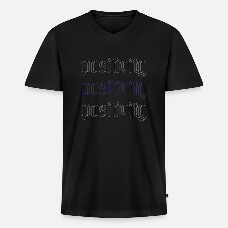 positivity - Männer Premium Bio T-Shirt mit V-Ausschnitt - Schwarz