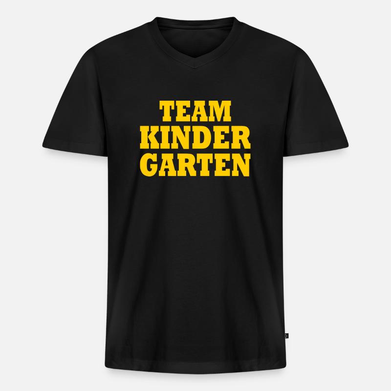 Team kindergarten - Männer Premium Bio T-Shirt mit V-Ausschnitt - Schwarz