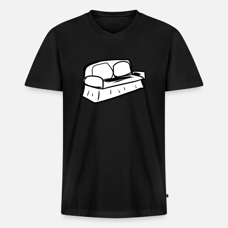 Sofa Symbol Wohnzimmer Möbel Grau - Männer Premium Bio T-Shirt mit V-Ausschnitt - Schwarz