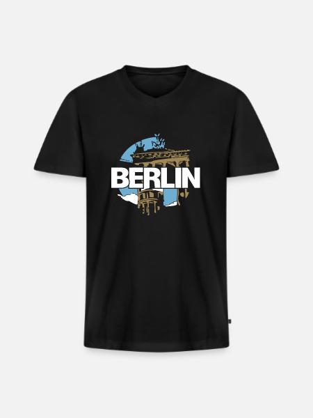 Brandenburg Gate, Berlin, Germany - Men's Premium Organic T-shirt with V-neck - black