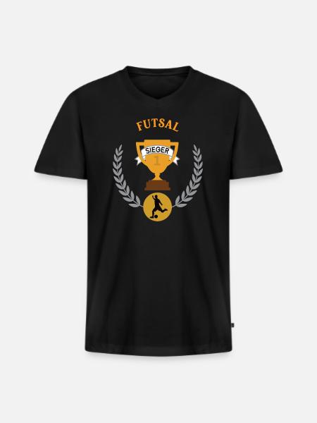 Futsal Sieger Gewinner Turnier Meisterschaft - Männer Premium Bio T-Shirt mit V-Ausschnitt - Schwarz