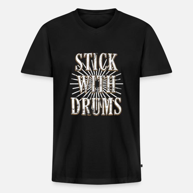 Schlagzeug - Männer Premium Bio T-Shirt mit V-Ausschnitt - Schwarz