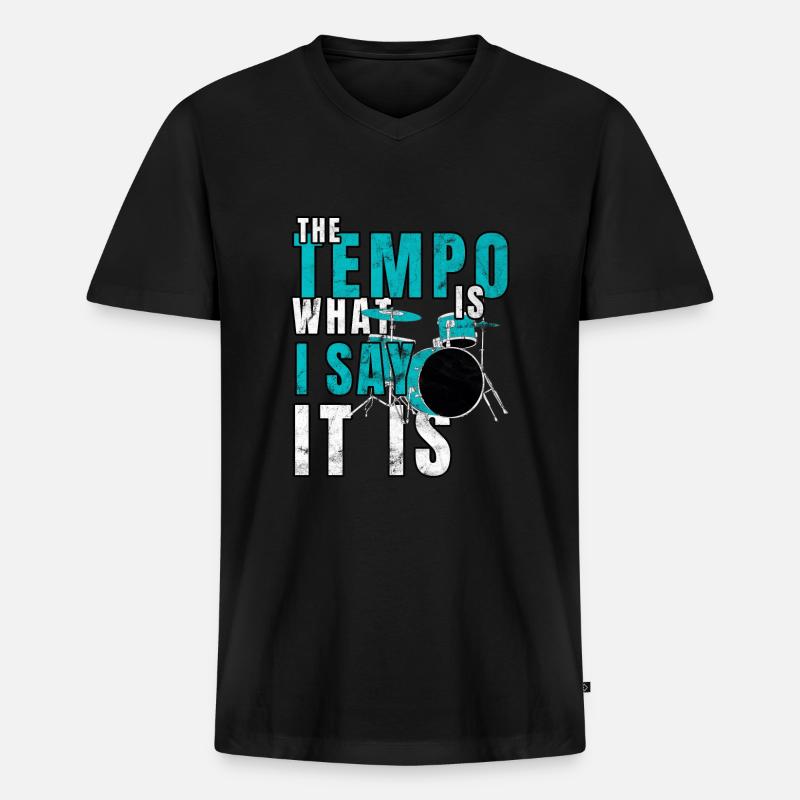 Schlagzeug - Männer Premium Bio T-Shirt mit V-Ausschnitt - Schwarz