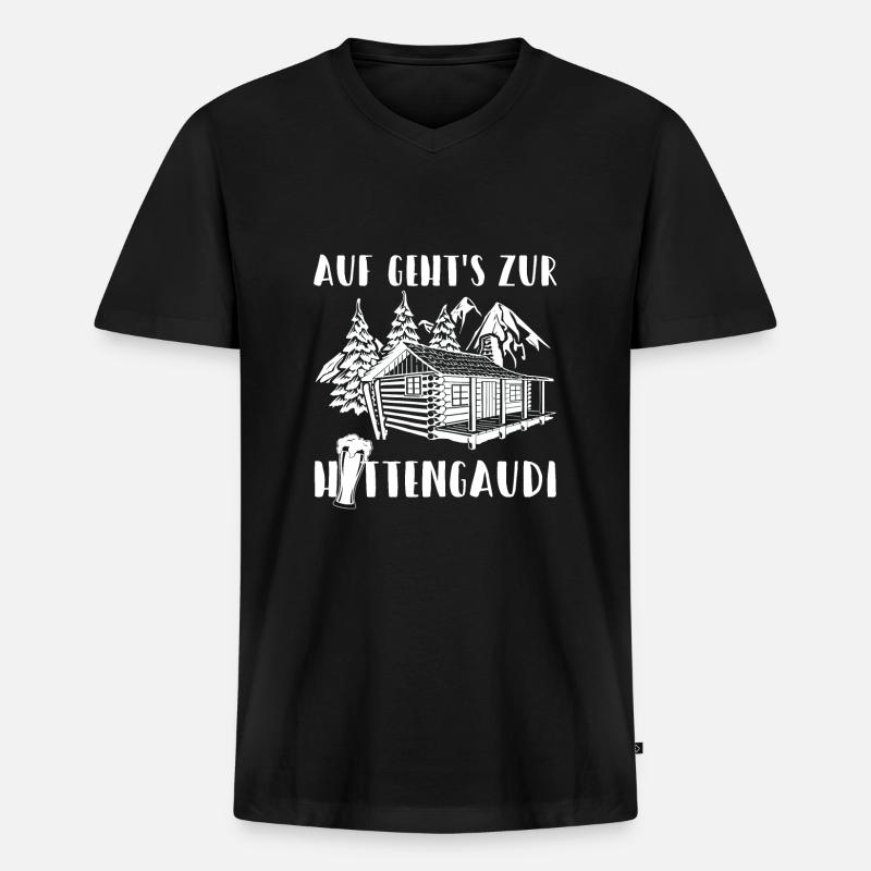 Après-Ski - Männer Premium Bio T-Shirt mit V-Ausschnitt - Schwarz