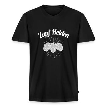 Zapf Helden Hopfen Bier - Männer Premium Bio T-Shirt mit V-Ausschnitt - Schwarz - Vorne - Nico (187cm)