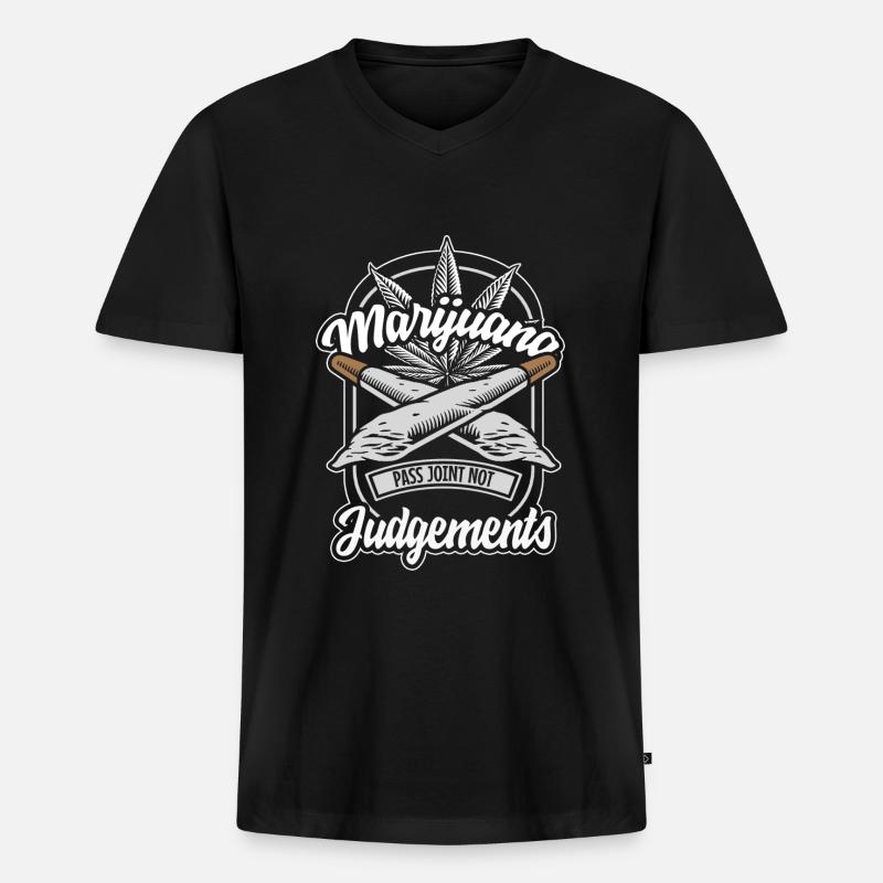 Kiffen Ganja Haschisch - Männer Premium Bio T-Shirt mit V-Ausschnitt - Schwarz