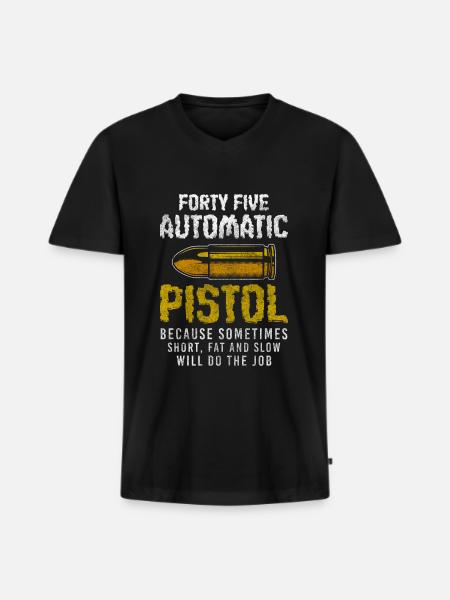 Waffe Pistole Waffenbesitzer - Männer Premium Bio T-Shirt mit V-Ausschnitt - Schwarz