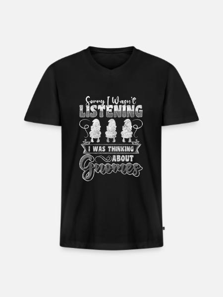 Gnom Gartenzwerg Garten Winzig - Männer Premium Bio T-Shirt mit V-Ausschnitt - Schwarz