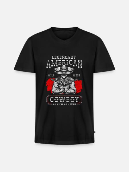Wild West USA Cowboy Boots - Men's Premium Organic T-shirt with V-neck - black