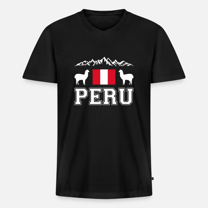 Peru - Männer Premium Bio T-Shirt mit V-Ausschnitt - Schwarz