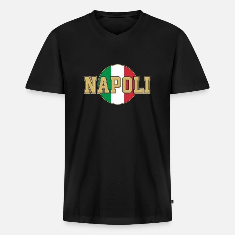 NAPOLI - Männer Premium Bio T-Shirt mit V-Ausschnitt - Schwarz
