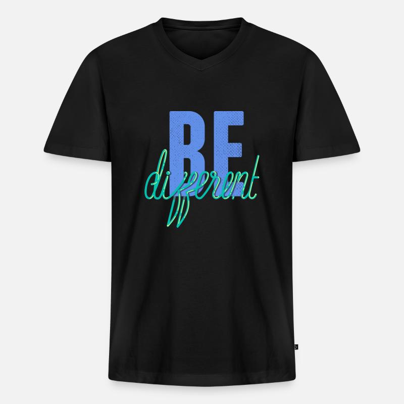 Be different- Sei anders! - Männer Premium Bio T-Shirt mit V-Ausschnitt - Schwarz