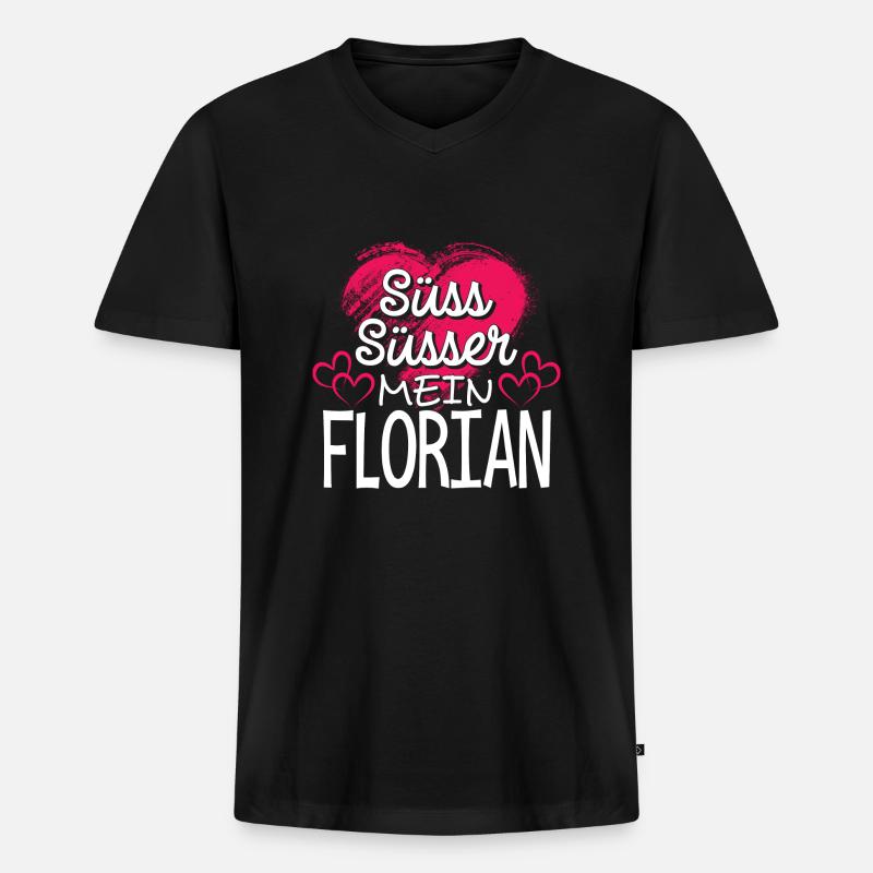 FLORIAN - süss - Männer Premium Bio T-Shirt mit V-Ausschnitt - Schwarz