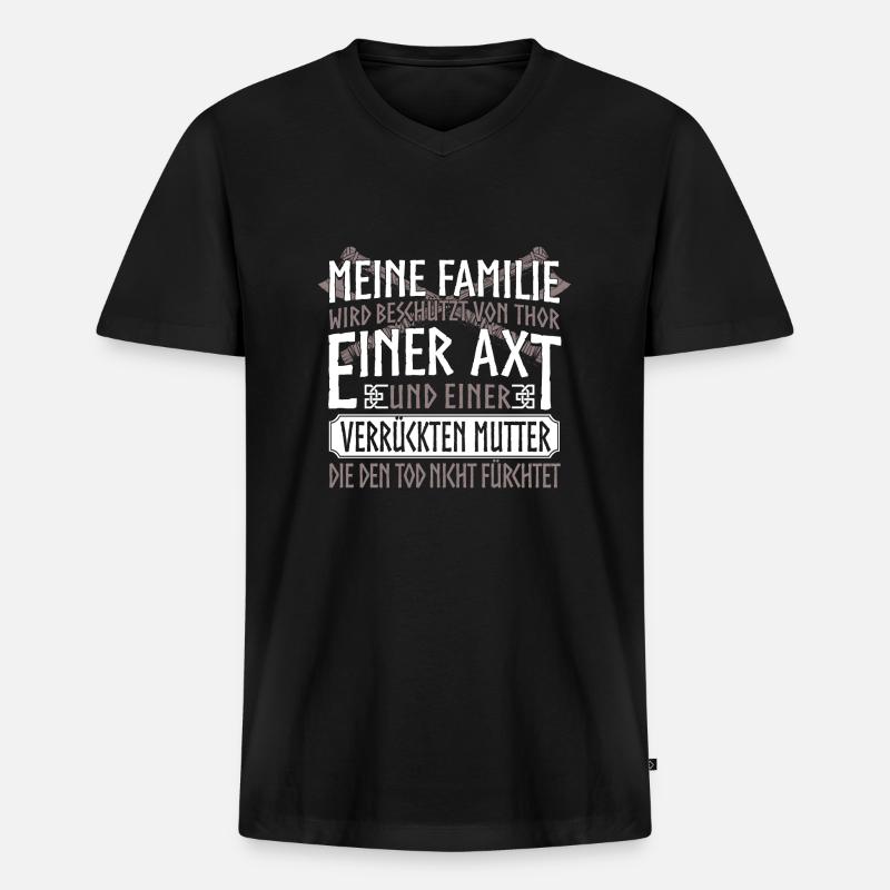 Wikinger - Thor - Männer Premium Bio T-Shirt mit V-Ausschnitt - Schwarz