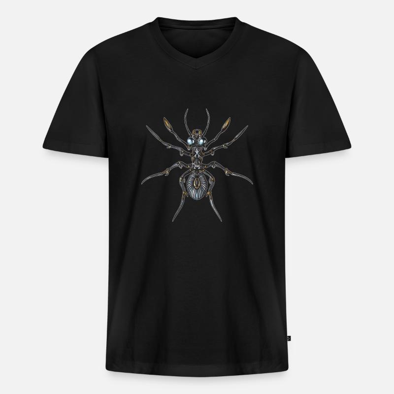 Robot-Ameise - Männer Premium Bio T-Shirt mit V-Ausschnitt - Schwarz