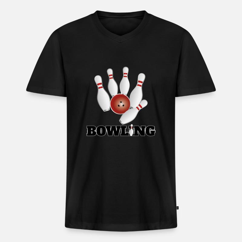 Bowling - Männer Premium Bio T-Shirt mit V-Ausschnitt - Schwarz