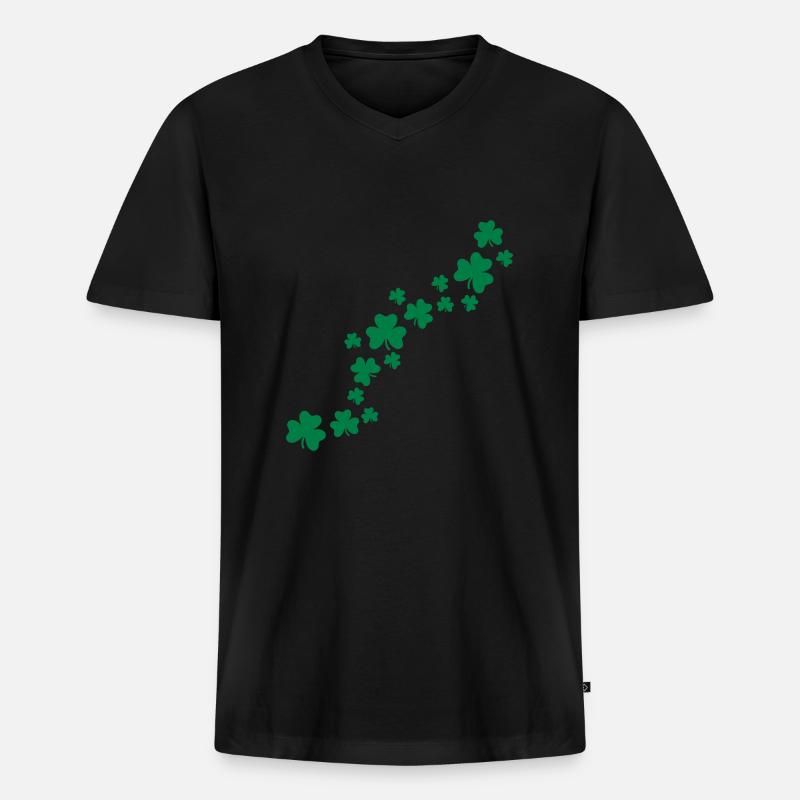 Shamrocks - Männer Premium Bio T-Shirt mit V-Ausschnitt - Schwarz