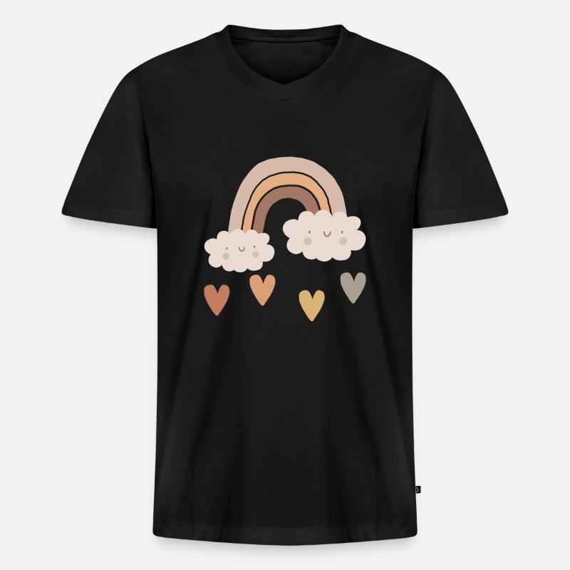 Farbpfade: Boho Regenbogen - Männer Premium Bio T-Shirt mit V-Ausschnitt - Schwarz
