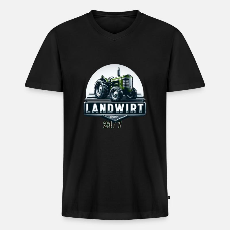 landwirt code ll - Männer Premium Bio T-Shirt mit V-Ausschnitt - Schwarz