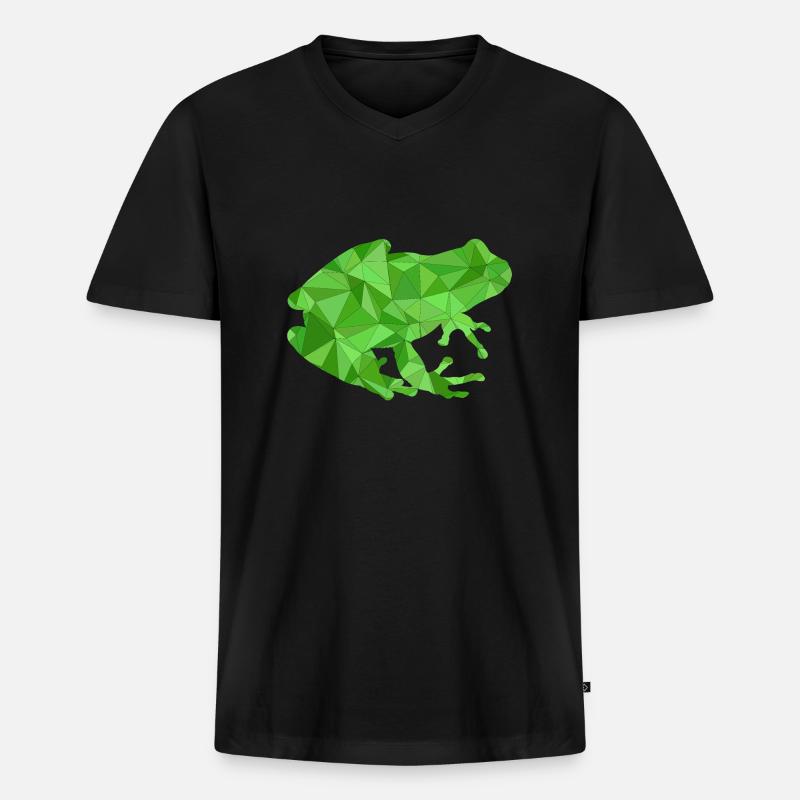 Frosch Geometrisch - Männer Premium Bio T-Shirt mit V-Ausschnitt - Schwarz