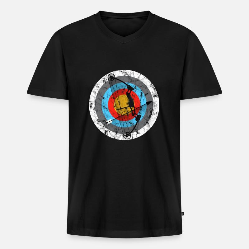 Bogenschießen Zielscheibe Compoundbogen Geschenk - Männer Premium Bio T-Shirt mit V-Ausschnitt - Schwarz