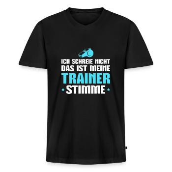 Trainer Spruch Sportverein Fußballtrainer Geschenk - Männer Premium Bio T-Shirt mit V-Ausschnitt - Schwarz - Vorne - Nico (187cm)