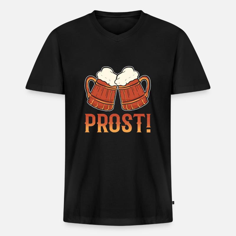 Brezel Prost - Männer Premium Bio T-Shirt mit V-Ausschnitt - Schwarz