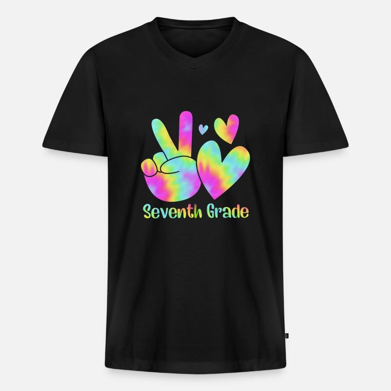 7. Klasse - Männer Premium Bio T-Shirt mit V-Ausschnitt - Schwarz