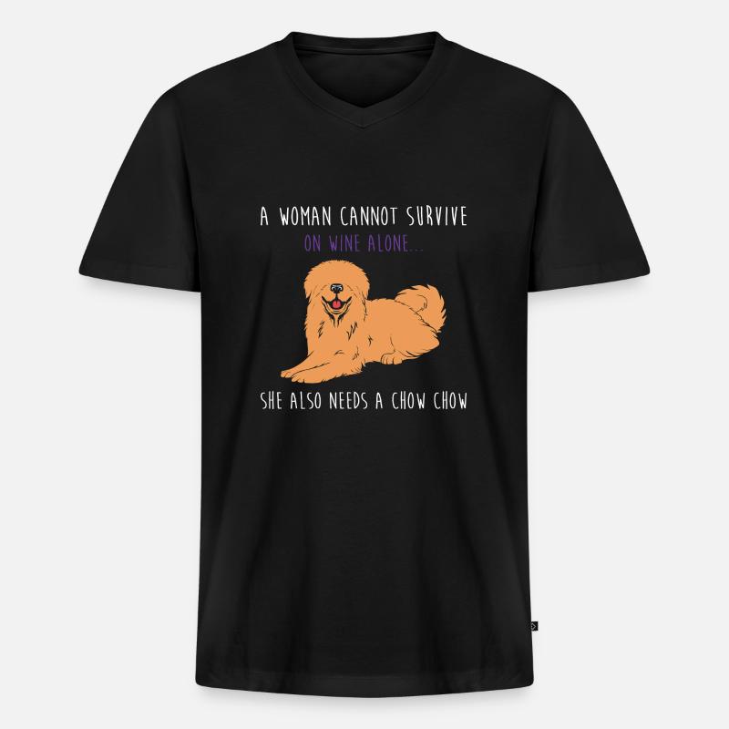 Chow Chow Hund - Männer Premium Bio T-Shirt mit V-Ausschnitt - Schwarz