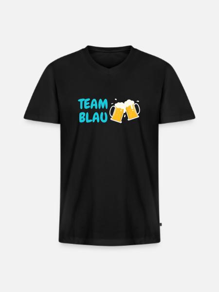 Team Blau - Männer Premium Bio T-Shirt mit V-Ausschnitt - Schwarz