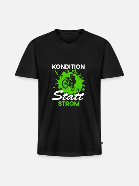 Fahrrad Kondition statt Strom - Männer Premium Bio T-Shirt mit V-Ausschnitt - Schwarz