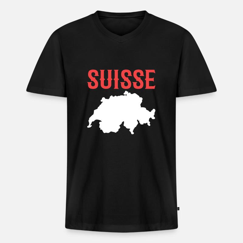 Schweiz Schweizer Schweizerdeutsch - Männer Premium Bio T-Shirt mit V-Ausschnitt - Schwarz