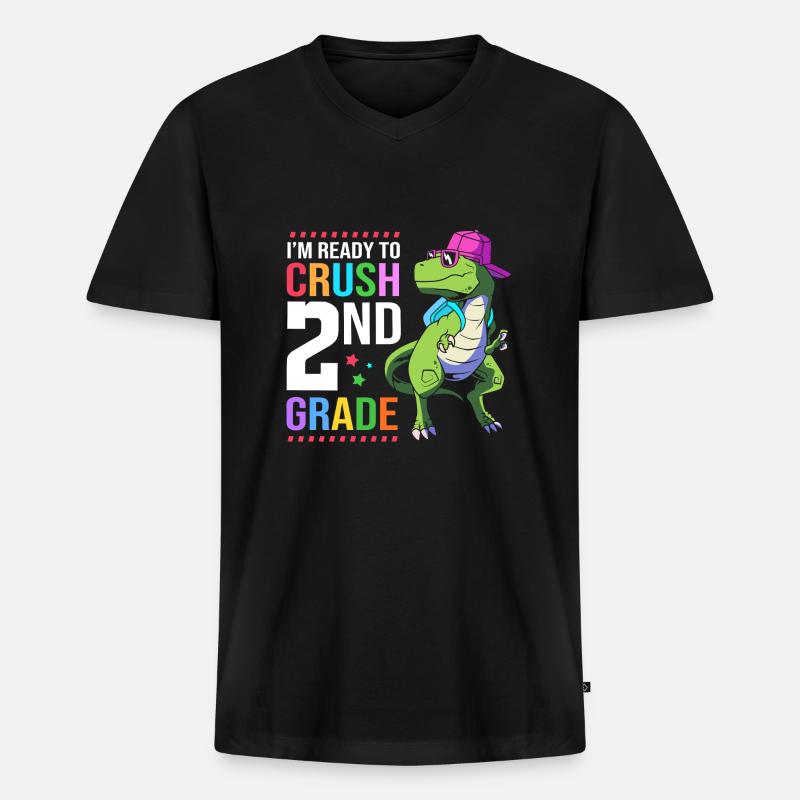 2. Klasse - Männer Premium Bio T-Shirt mit V-Ausschnitt - Schwarz