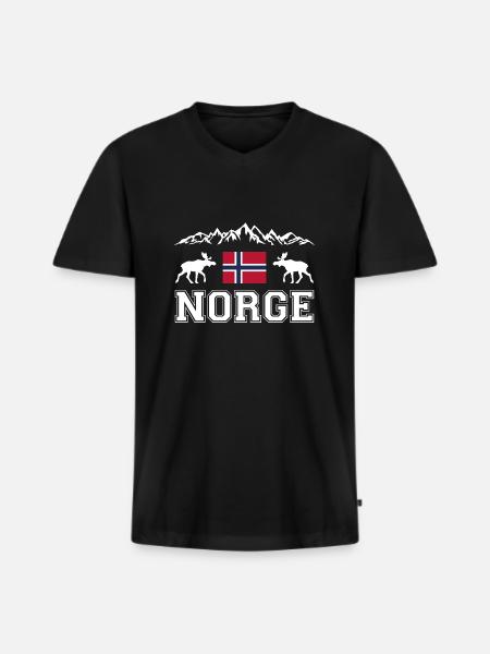 Norwegen - Männer Premium Bio T-Shirt mit V-Ausschnitt - Schwarz